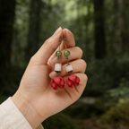 "The Forest Harmony" - Natural Seed & Red Bead Zen Drop Earrings - Yunicrafts