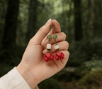 "Forest Harmony" Red Seed Earrings - Yunicrafts