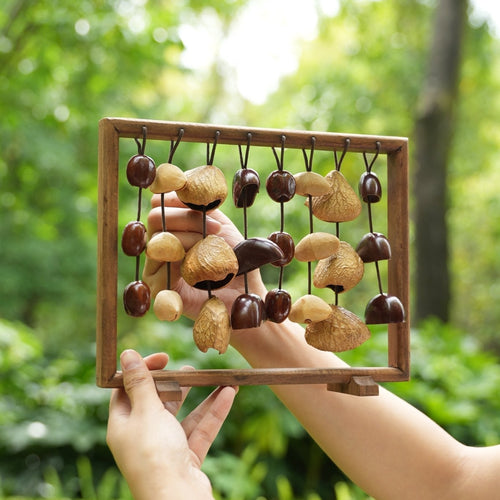 "Fruit Bell Harp" Vertical Seed Sound Sculpture - Yunicrafts