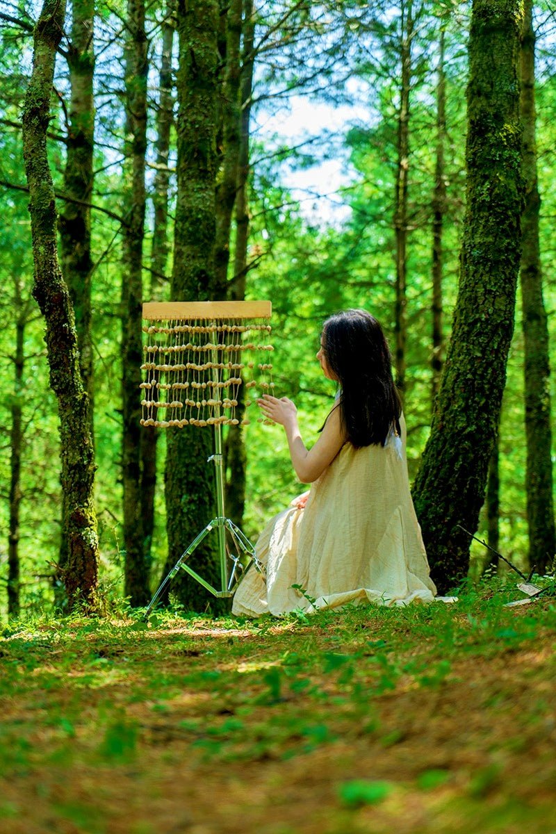 Handmade Chacha Oleander Seed Shell Bar Chime – Natural Rainforest Wind Instrument - Yunicrafts