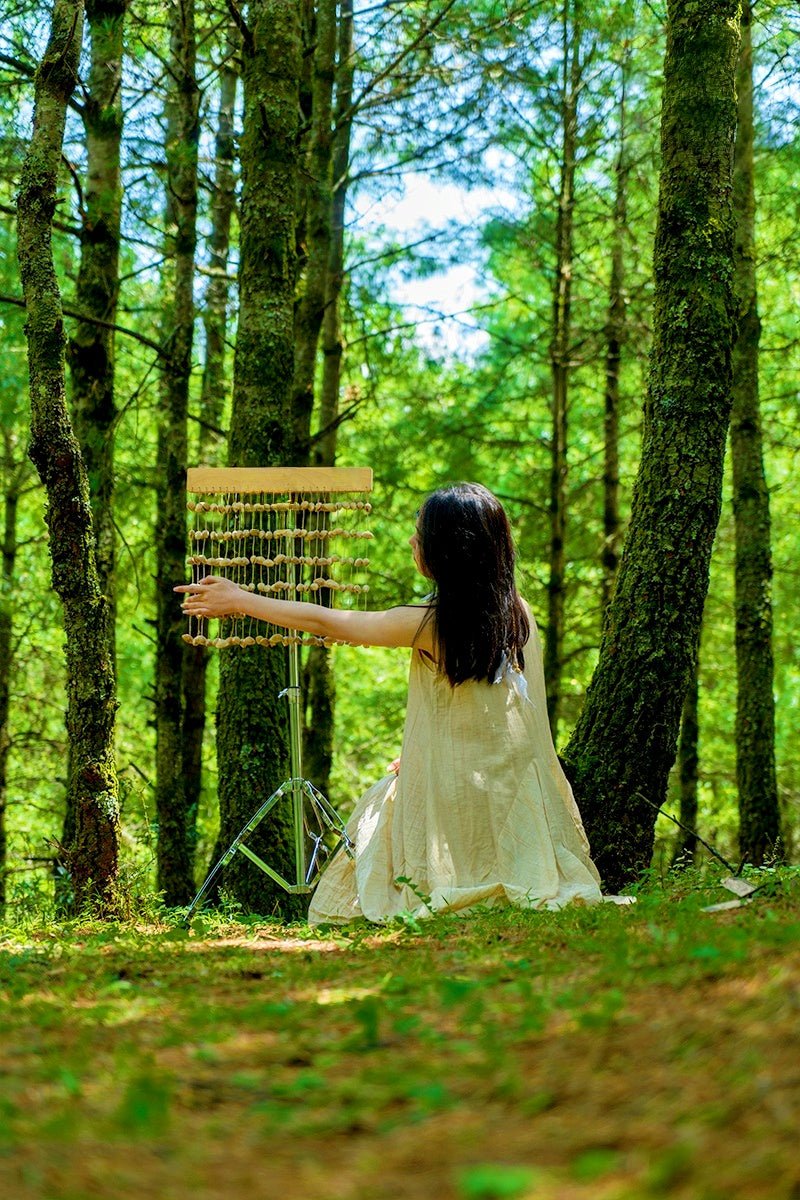 Handmade Chacha Oleander Seed Shell Bar Chime – Natural Rainforest Wind Instrument - Yunicrafts