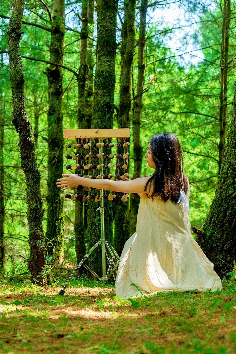 Handmade Entada, Pala Cardamom & Chacha Oleander Seed Shell Bar Wind Chime - Yunicrafts