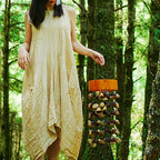 Handmade Entada, Pala Cardamom & Chacha Oleander Seed Shell Round Wind Chime - Yunicrafts