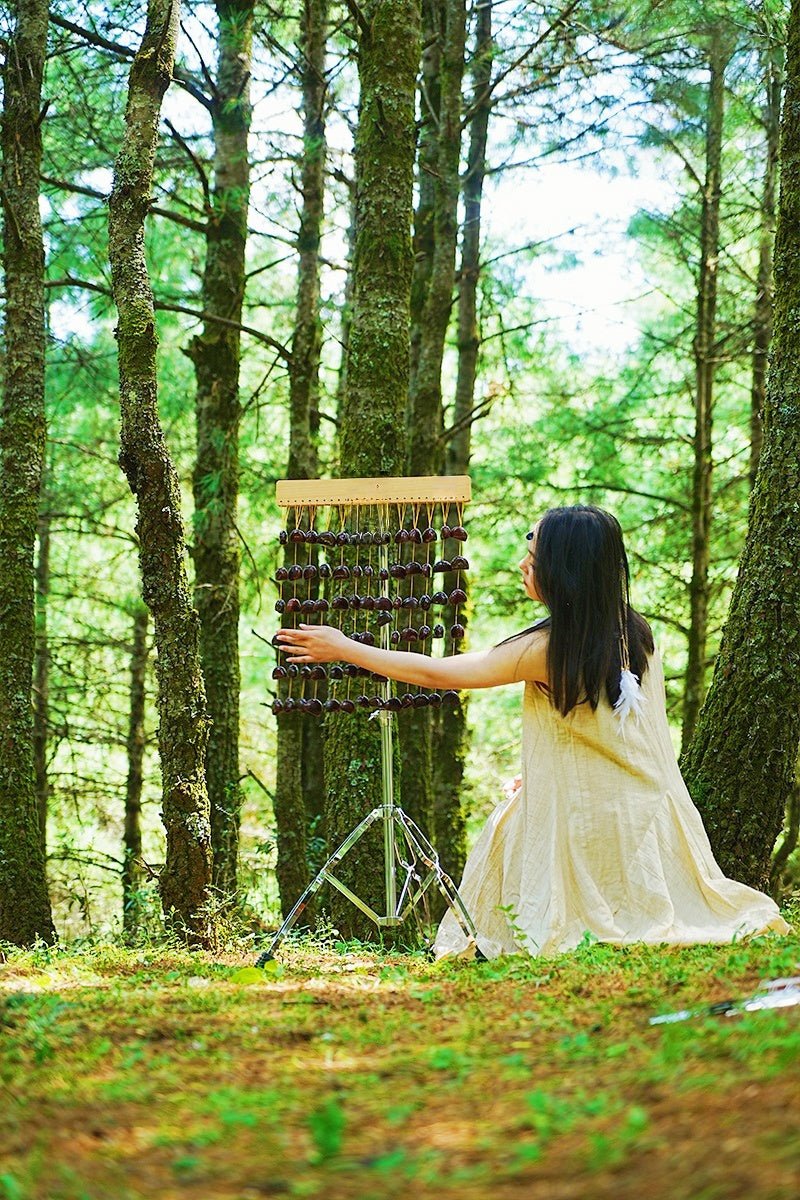 Handmade Juju Duckvine Seed Shell Bar Wind Chime – Natural Rainforest Sound - Yunicrafts