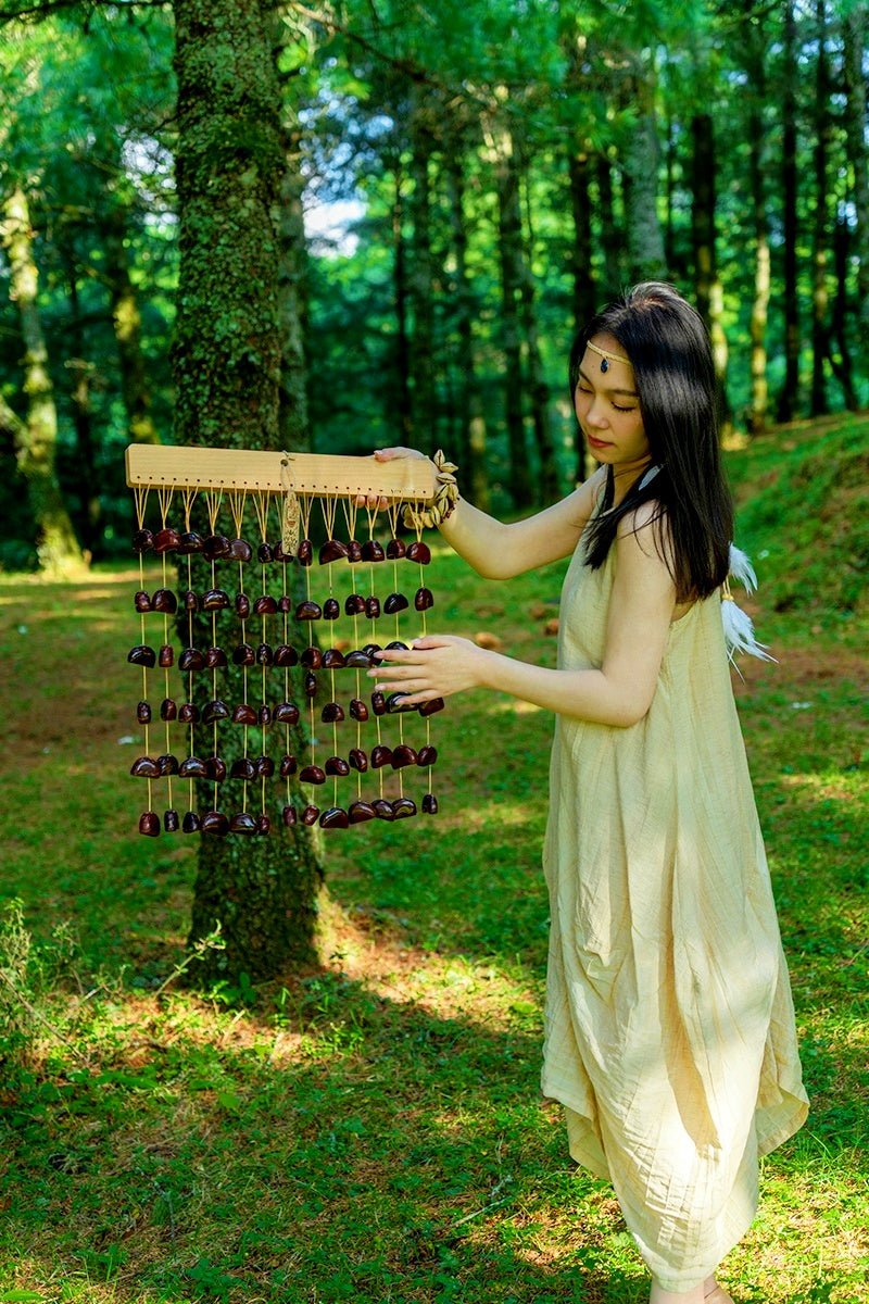 Handmade Juju Duckvine Seed Shell Bar Wind Chime – Natural Rainforest Sound - Yunicrafts