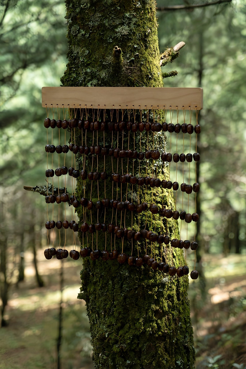 Handmade Pala Cardamom Seed Shell Bar Chime – Natural Rainforest Decor - Yunicrafts