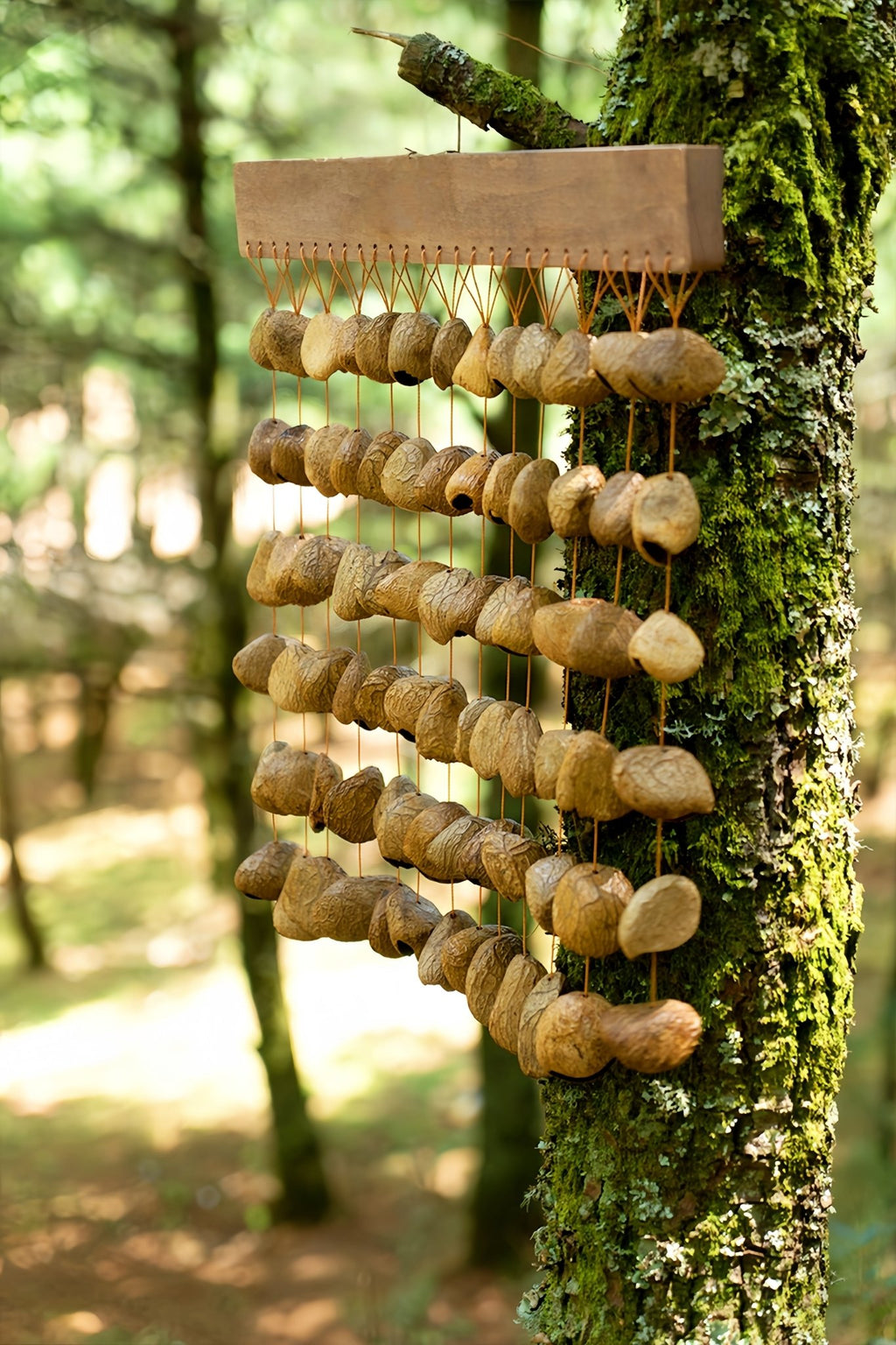 Handmade Panji Black Fruit Seed Shell Bar Wind Chime – Rainforest Sound Decor - Yunicrafts
