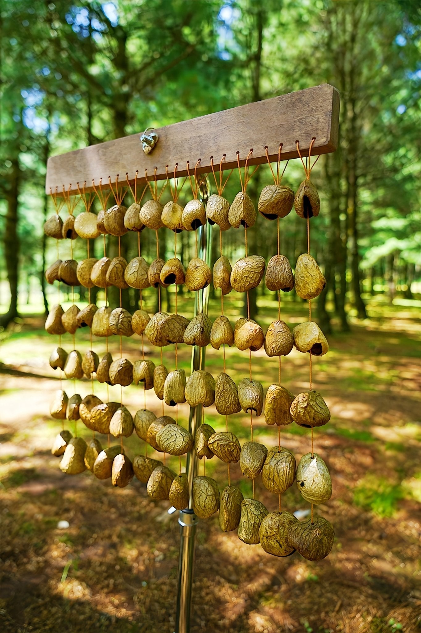 Handmade Panji Black Fruit Seed Shell Bar Wind Chime – Rainforest Sound Decor - Yunicrafts