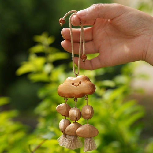 "Happy Cloud" Carved Wood Seed Mobile - Yunicrafts