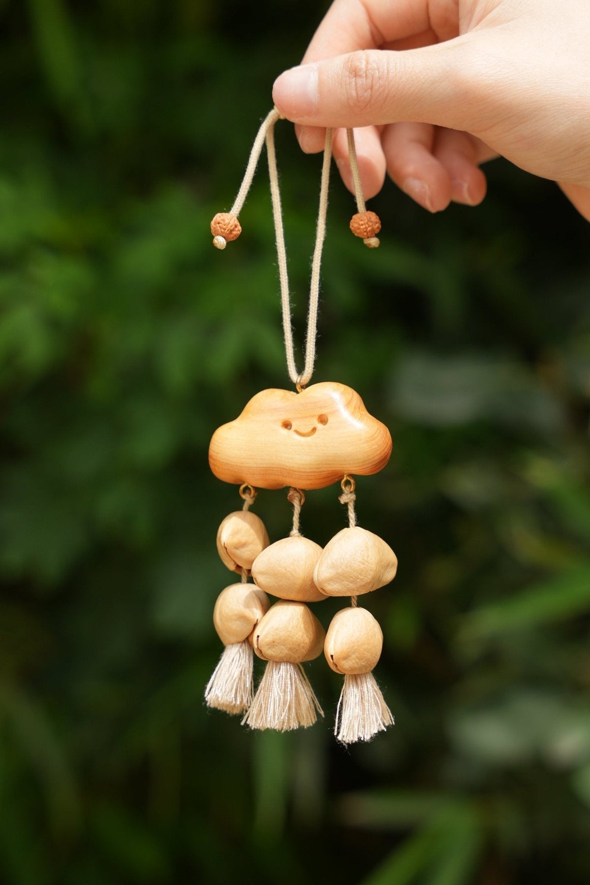 "Happy Cloud" Carved Wood Seed Mobile - Yunicrafts