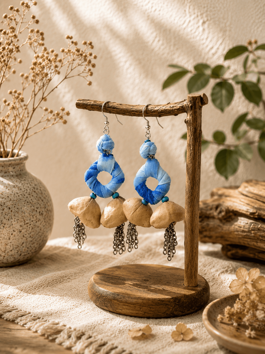Indigo Infinity Knot Earrings - Yunicrafts