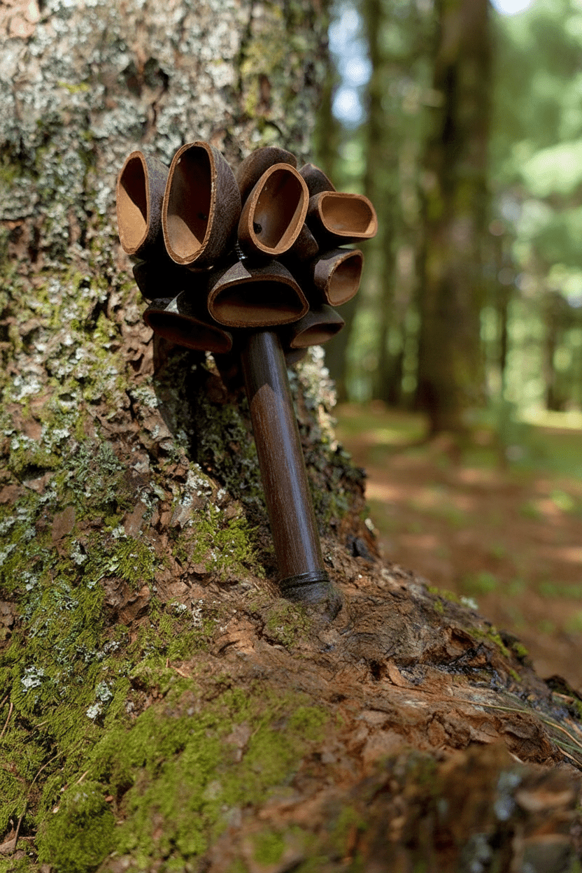 Juju Shaker con manico in legno per baccelli di semi - Yunicrafts