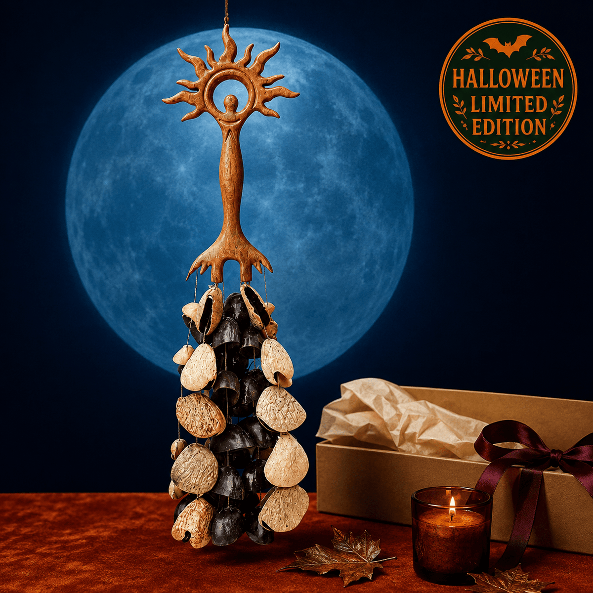 Meditation Hand Rattle | Sun & Light Goddess, 2 Fruit-Shell Styles - Yunicrafts