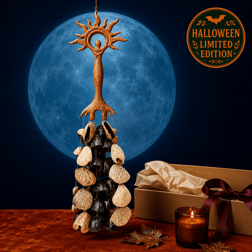 Meditation Hand Rattle | Sun & Light Goddess, 2 Fruit-Shell Styles - Yunicrafts