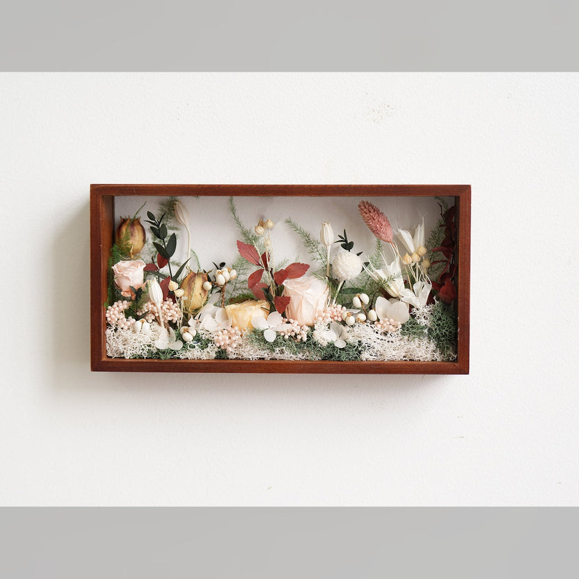 "The Landscape Garden" - Real Preserved Flower Shadow Box (Panoramic Desk Decor) - Yunicrafts