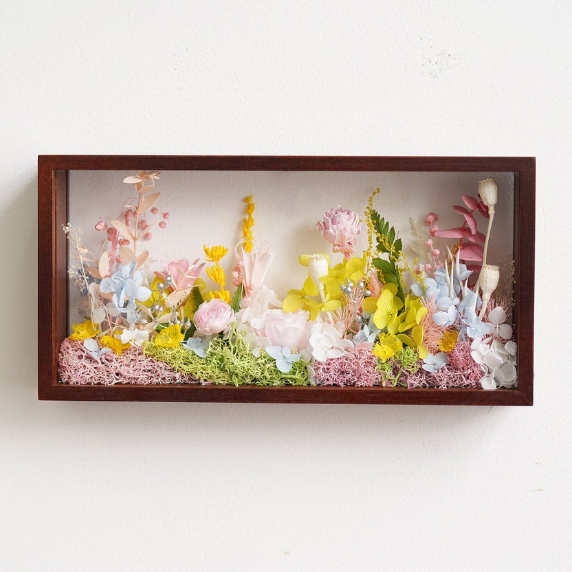 "The Landscape Garden" - Real Preserved Flower Shadow Box (Panoramic Desk Decor) - Yunicrafts