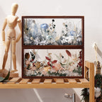 "Micro Landscape Frame" - Real Preserved Flower Mini Garden Shadow Box (Panoramic Desk Decor) - Yunicrafts