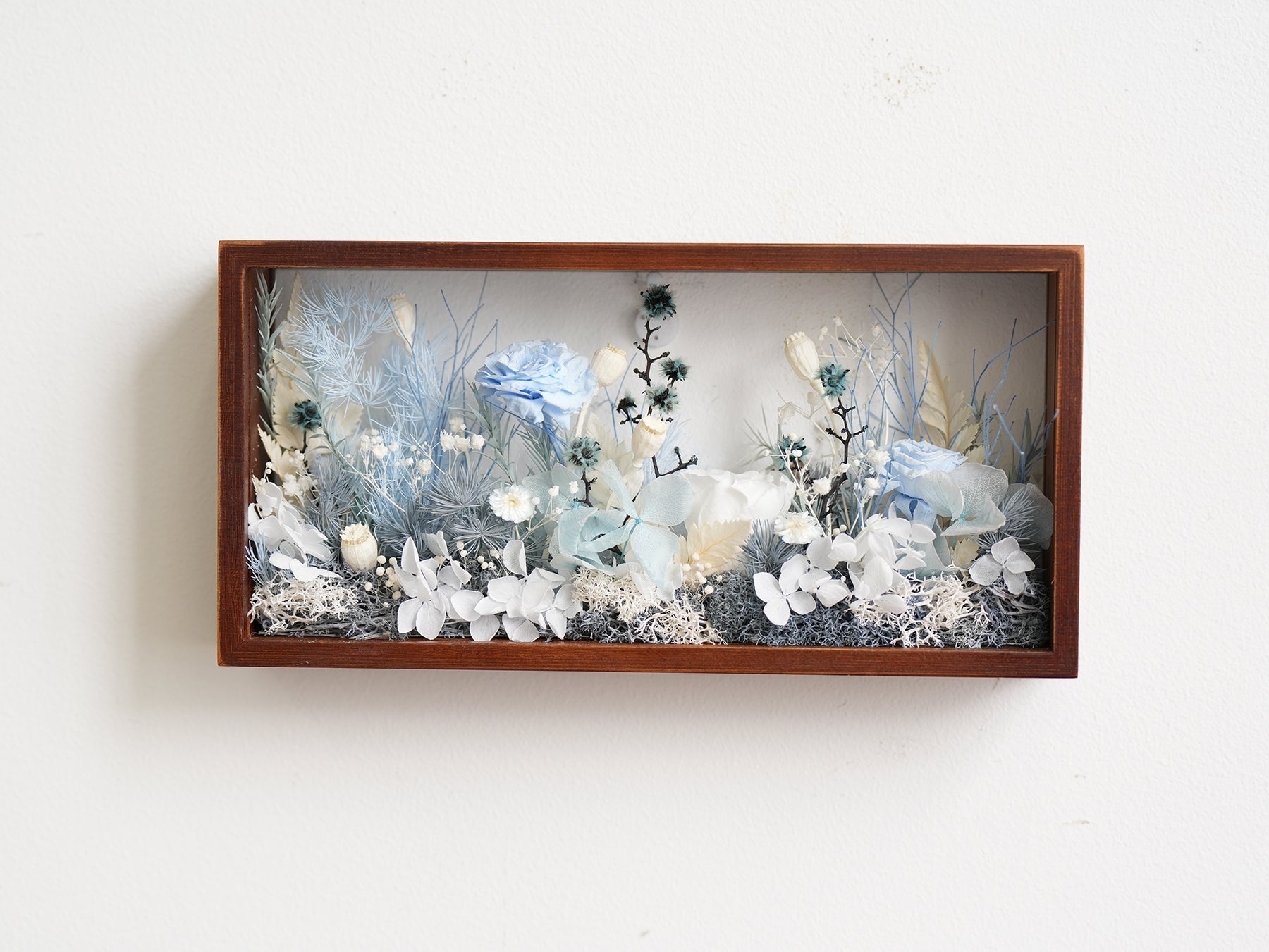 "Micro Landscape Frame" - Real Preserved Flower Mini Garden Shadow Box (Panoramic Desk Decor) - Yunicrafts