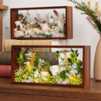 "Micro Landscape Frame" - Real Preserved Flower Mini Garden Shadow Box (Panoramic Desk Decor) - Yunicrafts