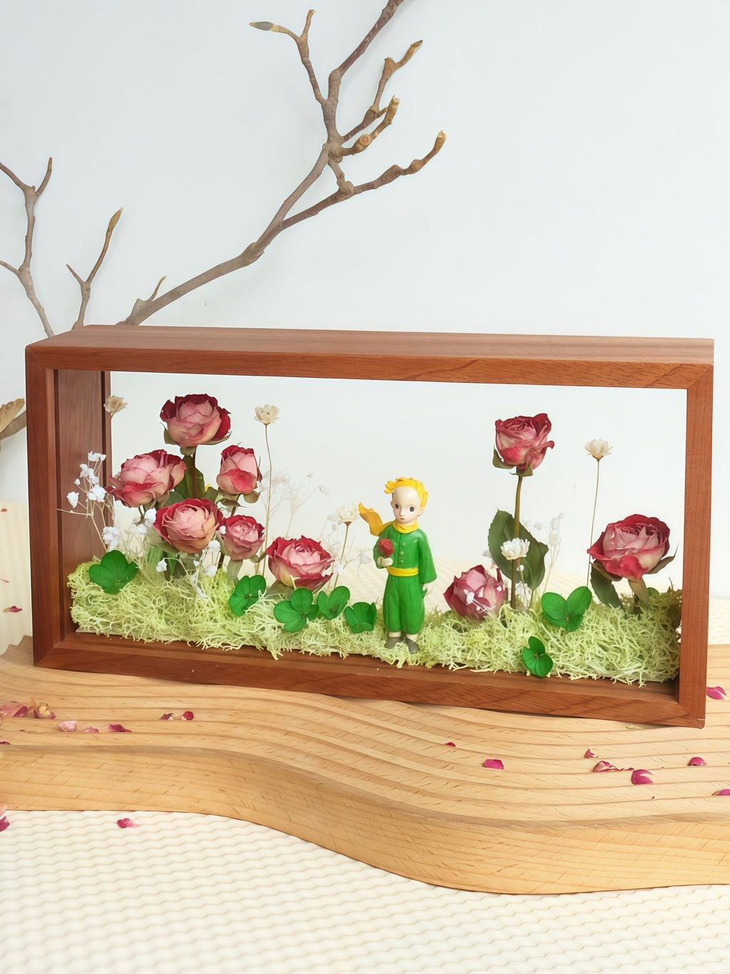 "My Unique Rose" - The Little Prince & Real Preserved Flower Shadow Box Art - Yunicrafts