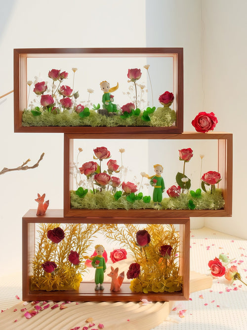 "My Unique Rose" - The Little Prince & Real Preserved Flower Shadow Box Art - Yunicrafts