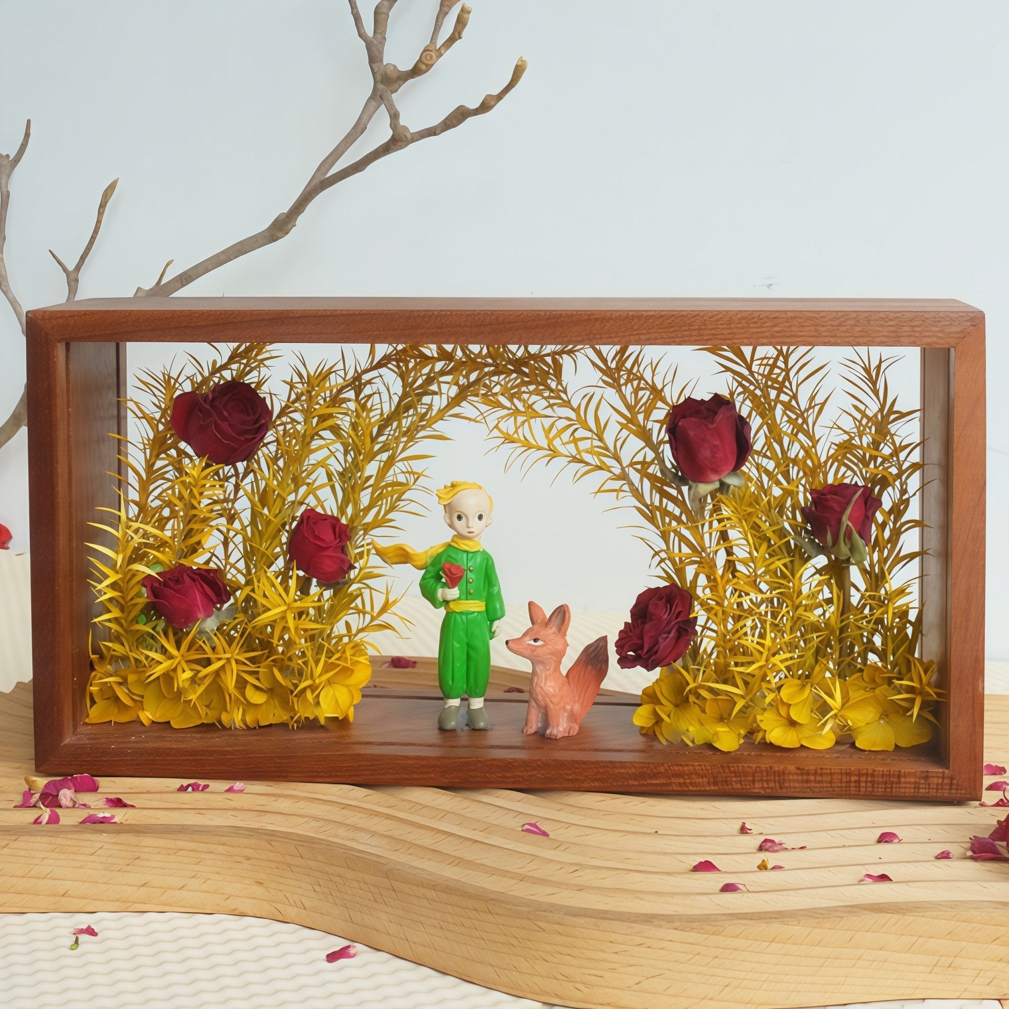 "My Unique Rose" - The Little Prince & Real Preserved Flower Shadow Box Art - Yunicrafts