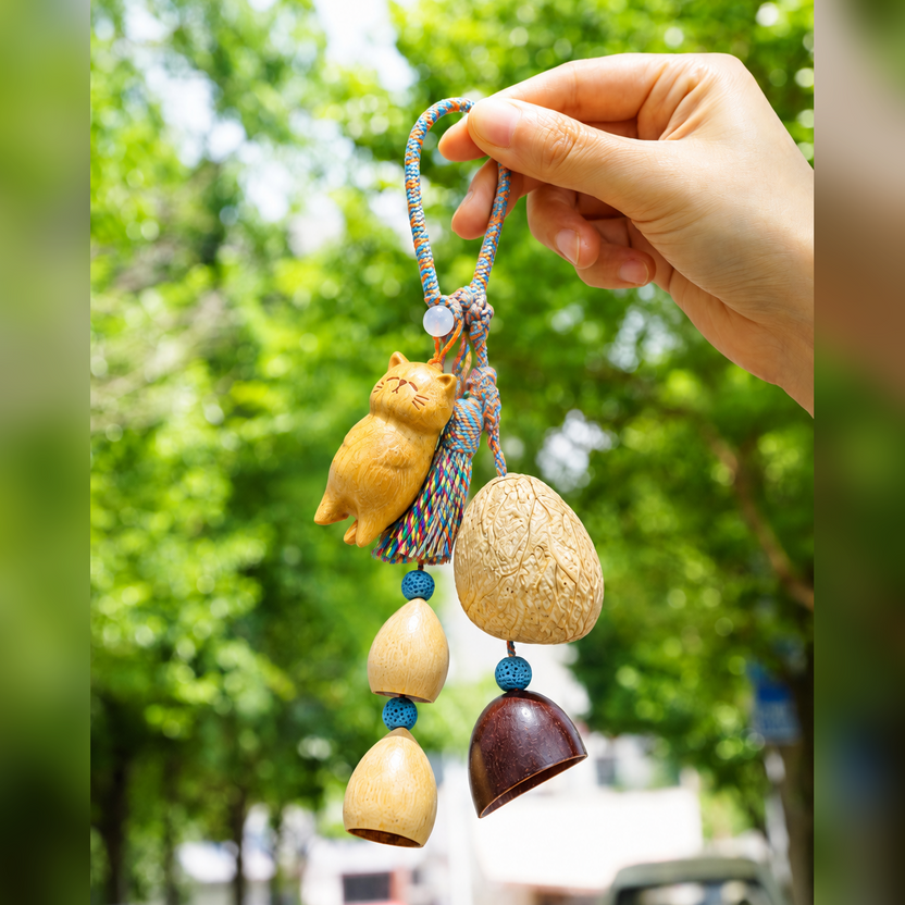 "The Naptime Kitty" Wood Cat Seed Charm - Yunicrafts