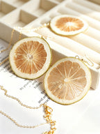 Necklace & Earring Set | Fruit Slice Botanical Resin Jewelry - Yunicrafts