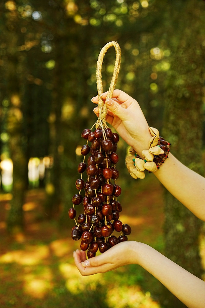 Handmade Pala Cardamom Seed Shell Hand Bell – Natural Rainforest Sound Decor