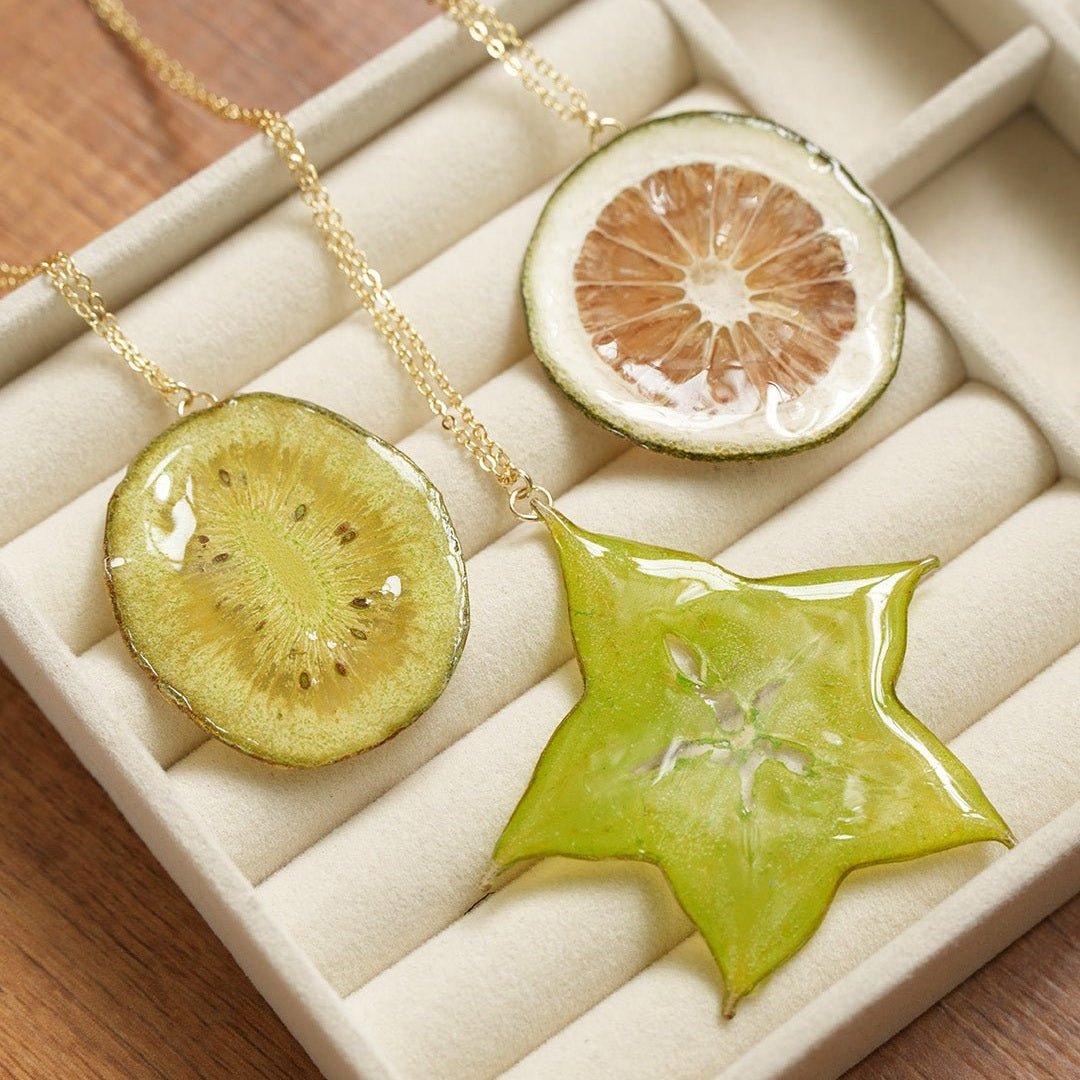 Pendant Necklace | Fruit Slice Botanical Resin Jewelry - Yunicrafts