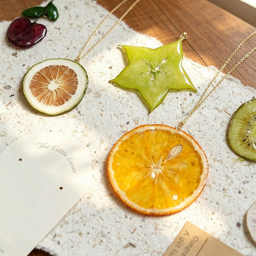 Pendant Necklace | Fruit Slice Botanical Resin Jewelry - Yunicrafts