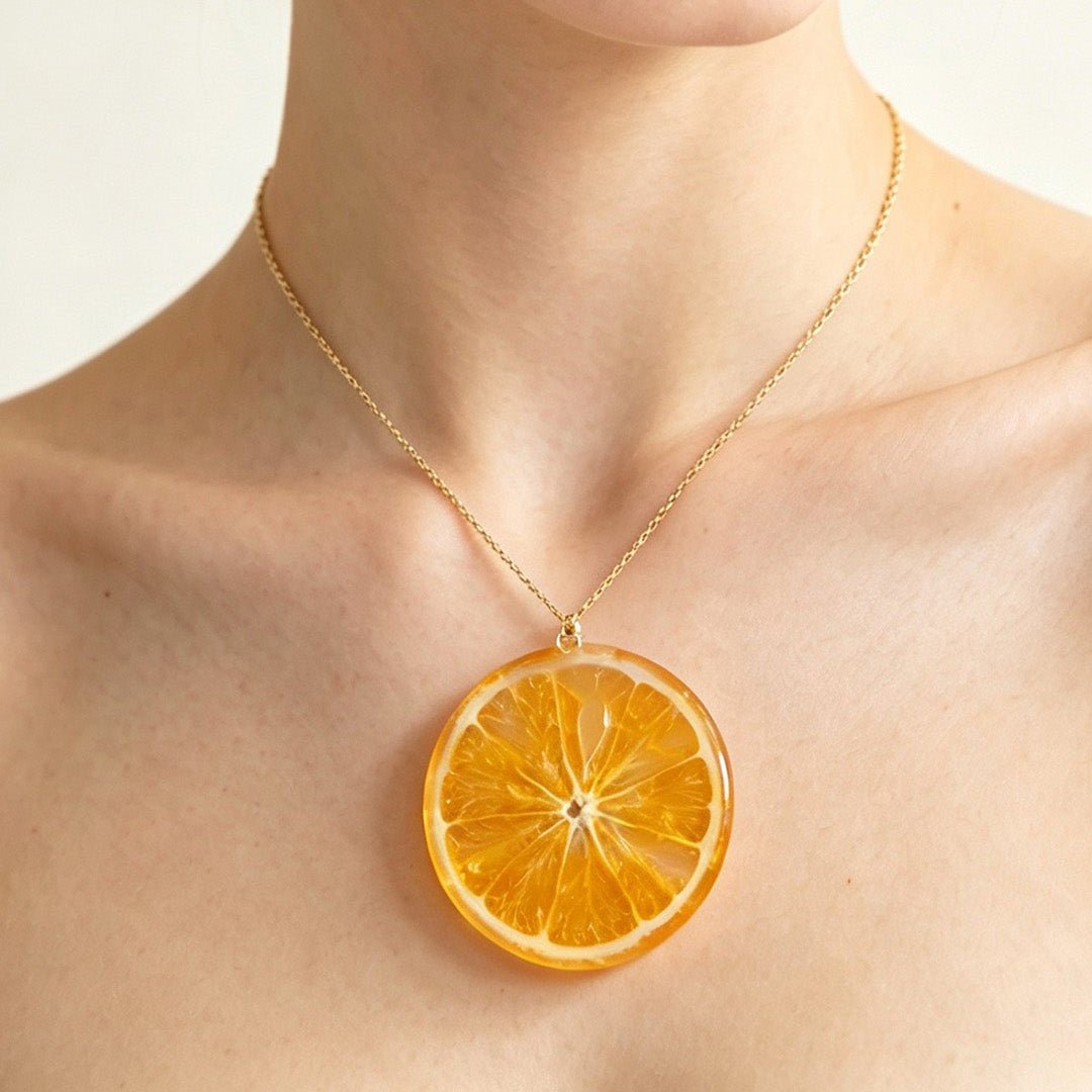Pendant Necklace | Fruit Slice Botanical Resin Jewelry - Yunicrafts