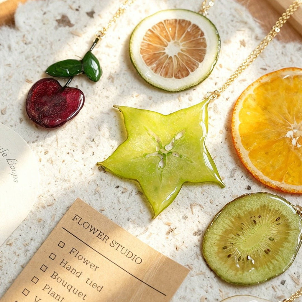 Pendant Necklace | Fruit Slice Botanical Resin Jewelry - Yunicrafts