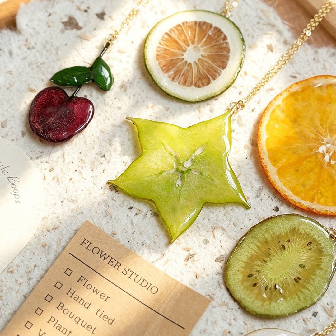 Pendant Necklace | Fruit Slice Botanical Resin Jewelry - Yunicrafts