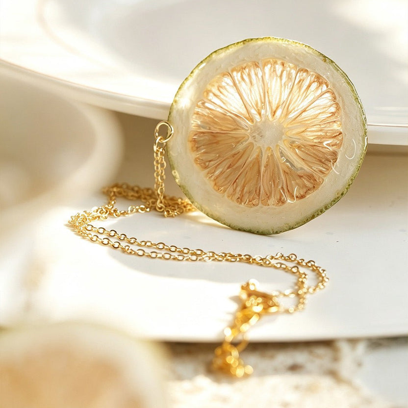 Pendant Necklace | Fruit Slice Botanical Resin Jewelry - Yunicrafts