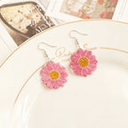 Pink Marguerite Resin Earrings - Yunicrafts