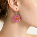 Pink Marguerite Resin Earrings - Yunicrafts
