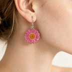 Pink Marguerite Resin Earrings - Yunicrafts