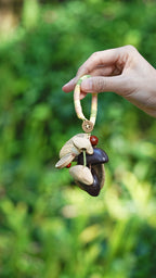 "The Pastel Picnic" - Hand-Wrapped Yarn Charm with Olive Detail & Seed Pods