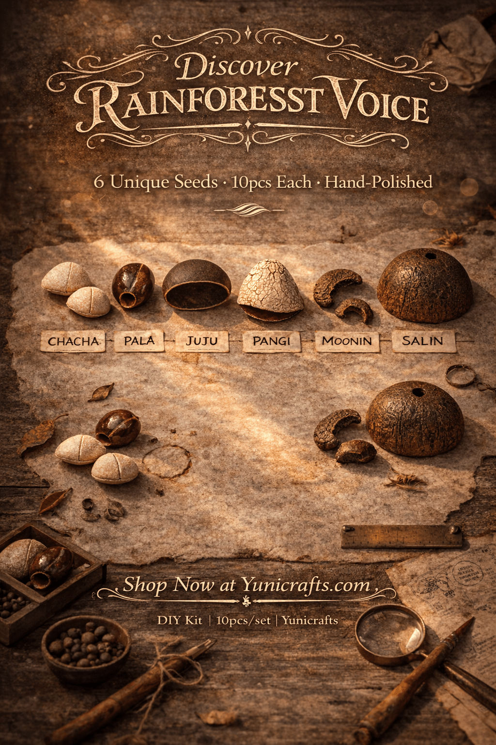 Rainforest Sound DIY Seed Craft Kit – Create Your Own Natural Wind Chime or Shaker - Yunicrafts