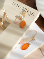 Real Alstroemeria Petal Earrings - "Fairy Wings" Translucent Floral Jewelry - Yunicrafts