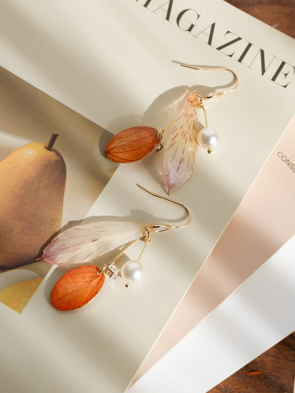 Real Alstroemeria Petal Earrings - "Fairy Wings" Translucent Floral Jewelry - Yunicrafts