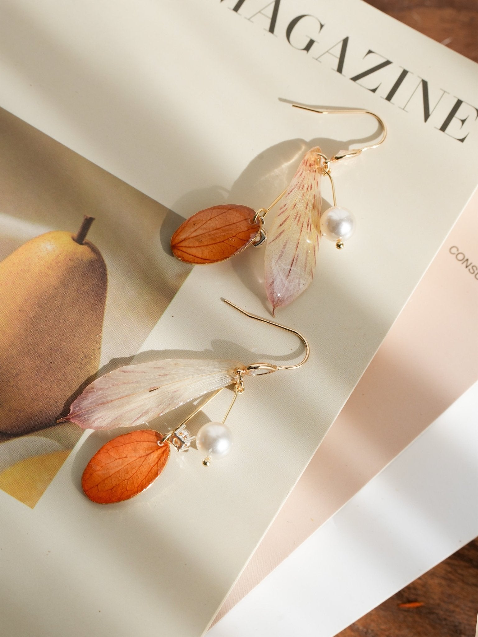 Real Alstroemeria Petal Earrings - "Fairy Wings" Translucent Floral Jewelry - Yunicrafts