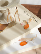 Real Alstroemeria Petal Earrings - "Fairy Wings" Translucent Floral Jewelry - Yunicrafts
