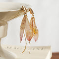 Real Alstroemeria Petal Earrings - "Fairy Wings" Translucent Floral Jewelry - Yunicrafts