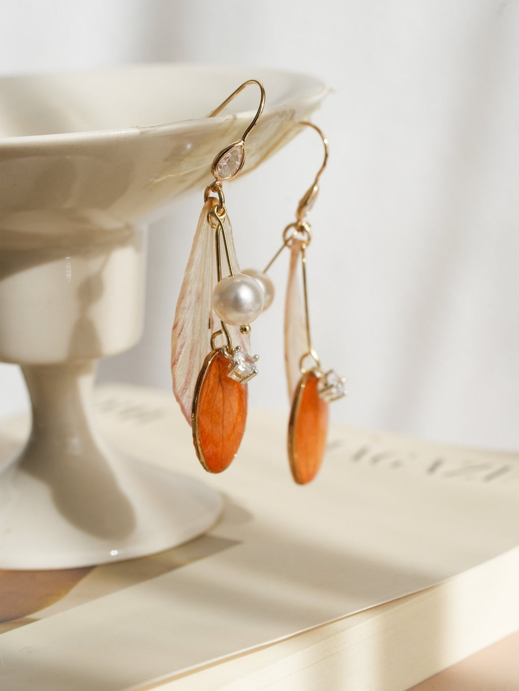 Real Alstroemeria Petal Earrings - "Fairy Wings" Translucent Floral Jewelry - Yunicrafts