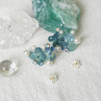 Real Blue Hydrangea Earrings with Pearl & Crystal Drop - "Raindrop Waltz" Botanical Jewelry - Yunicrafts