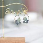 Real Blue Hydrangea Earrings with Pearl & Crystal Drop - "Raindrop Waltz" Botanical Jewelry - Yunicrafts