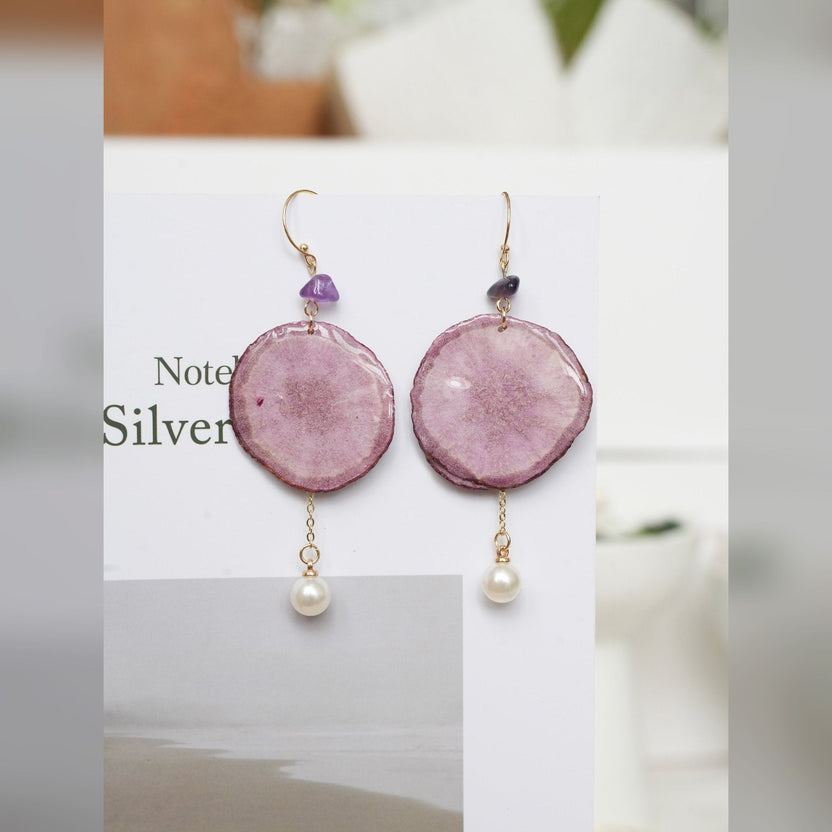 Real Carrot & Purple Sweet Potato Slice Earrings - "Harvest Gem" Vegetable Resin Jewelry - Yunicrafts