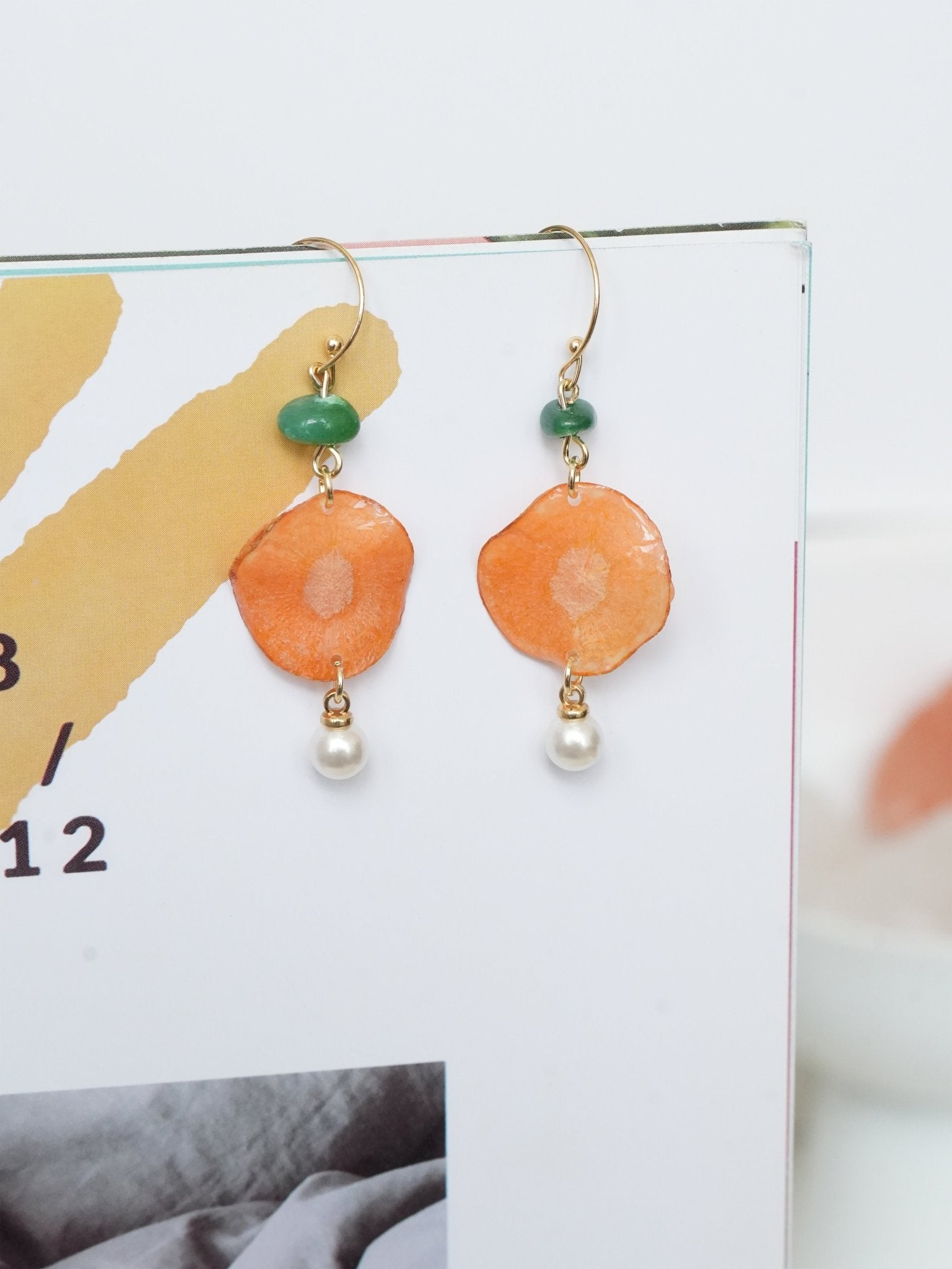 Real Carrot & Purple Sweet Potato Slice Earrings - "Harvest Gem" Vegetable Resin Jewelry - Yunicrafts